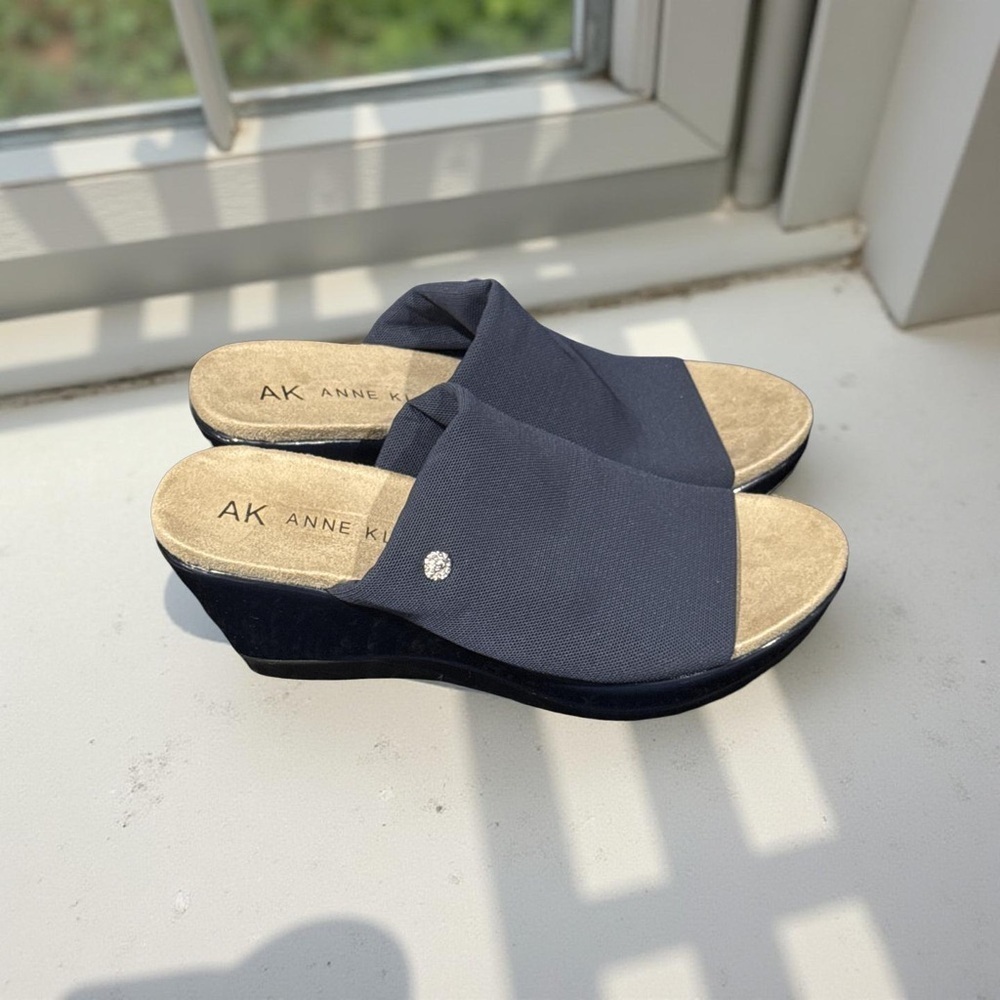 Anne Klein Navy Wedge Sandals